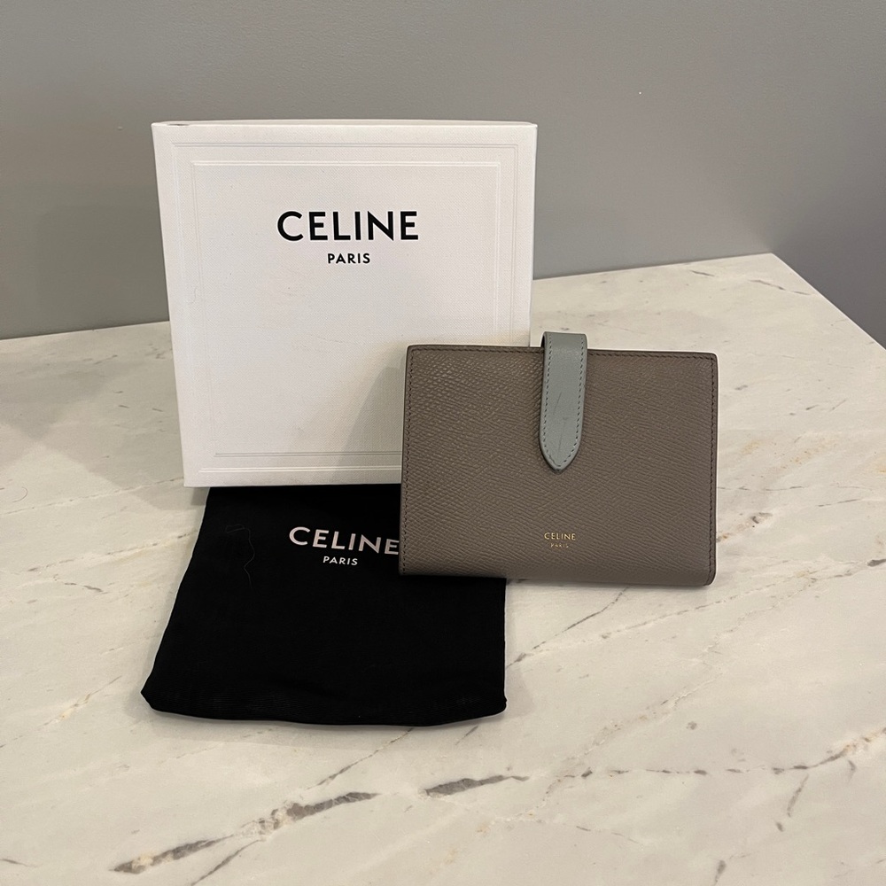 EUC Celine medium strap calfskin bifold wallet